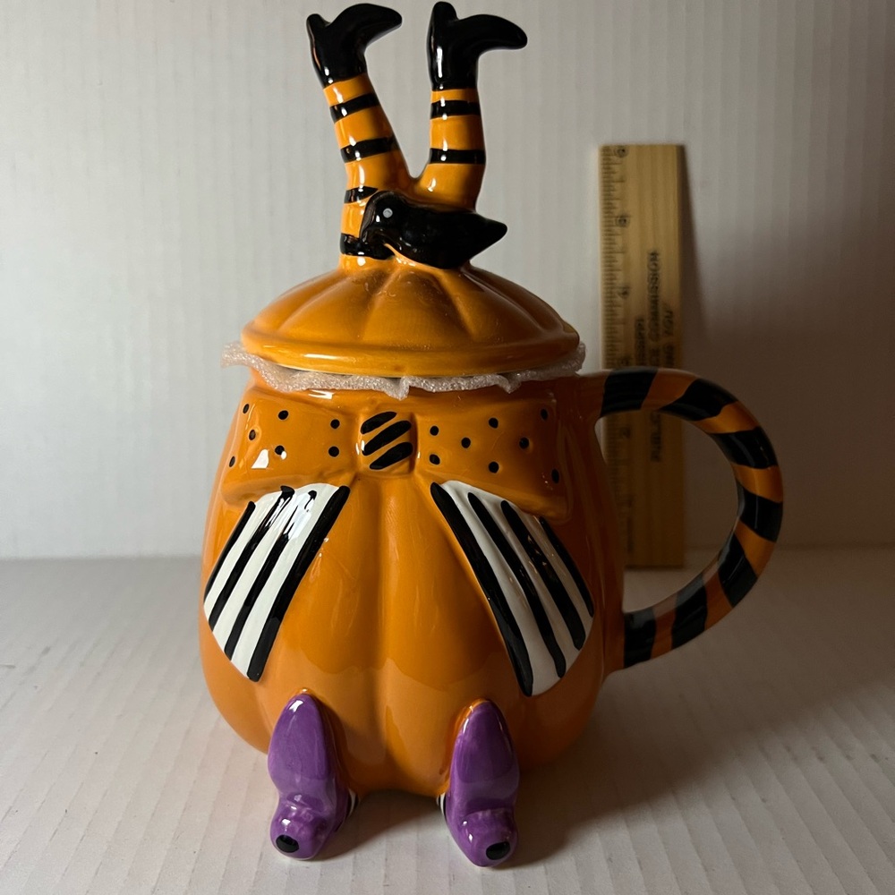 Coffee Mug - Halloween Pumpkin Mug with Witch Legs